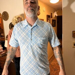 Men's Blue Plaid Shirt